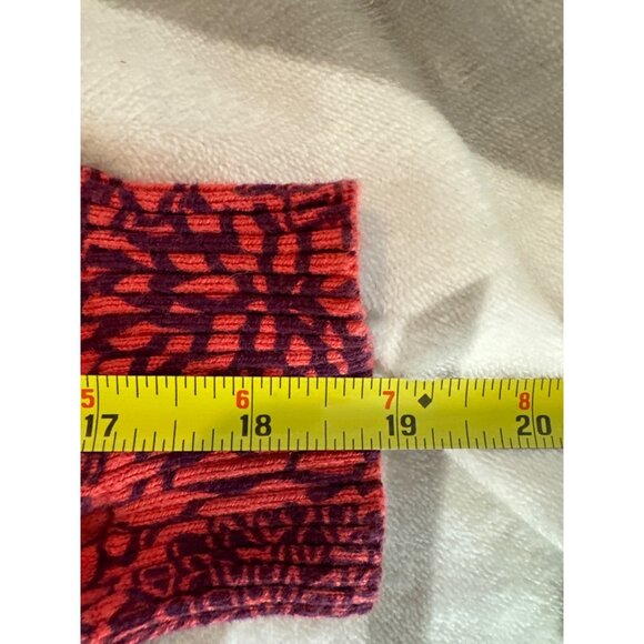 Fossil Women Cardigan Sz S Burnt Orange Floral Modern Fairy Cashmere Ruffle Neck - Picture 6 of 9